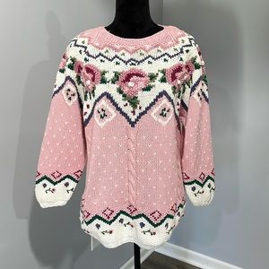 Lady Footlocker vintage 1990s hand knit sweater floral Y2K style